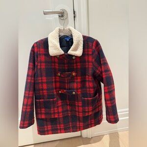 Plaid Red and Black Kids Jacket with Cream Collar